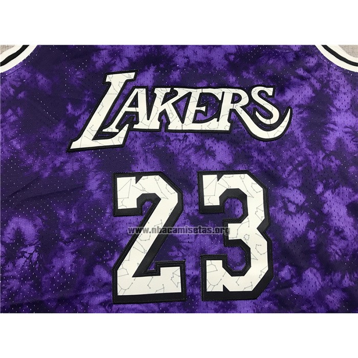 Camiseta Los Angeles Laker Lebron James NO 23 Galaxy Violeta